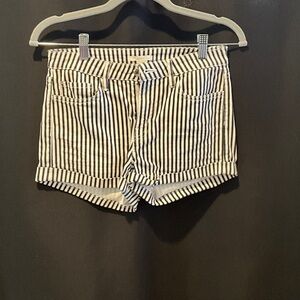H&M Black and White Striped Jean Shorts